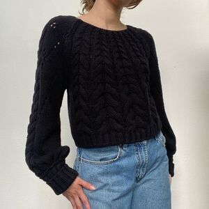 Free People Cropped Cable Knit Sweater